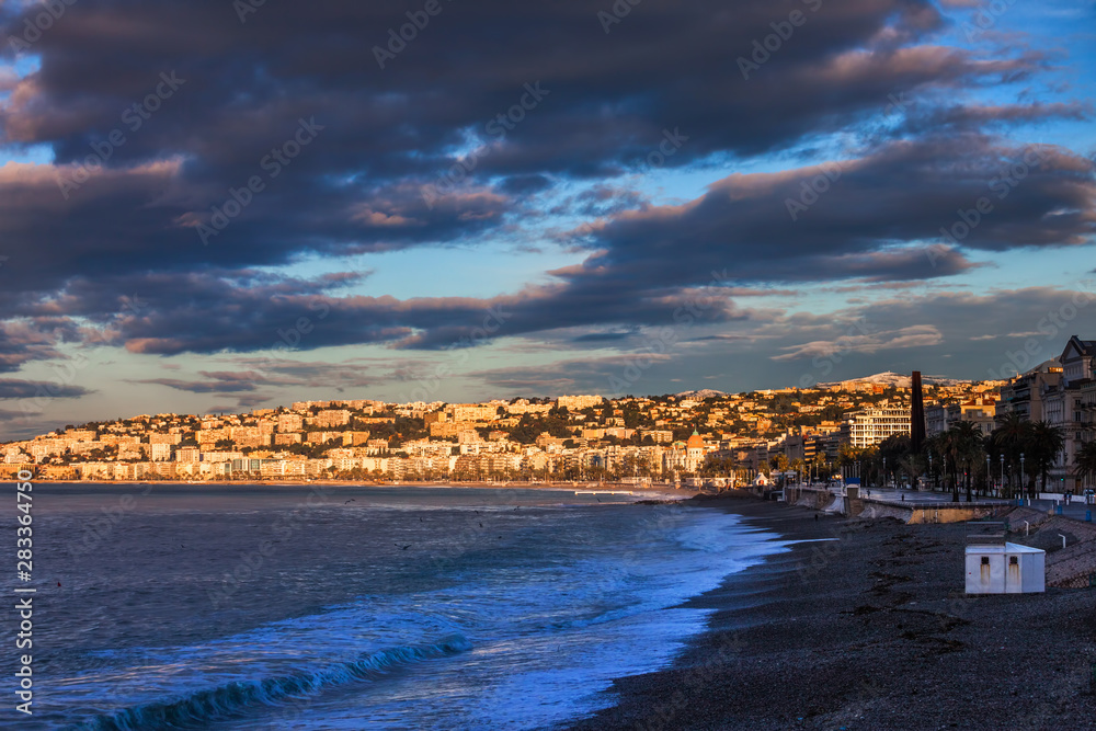 Wall mural City Skyline of Nice in France at Sunrise