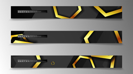 Banner collection, vector backgrounds with hexagon gold. space banner vector suitable for any design