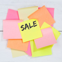 Sale shopping special offer business concept desk note paper