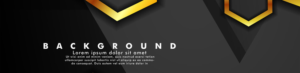 Obraz premium Set banner vector with hexagon gold color and black background. suitable for any background. cover design in EPS 10. space for text