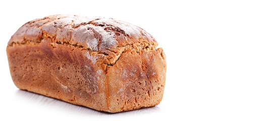 Large loaf of fresh organic bread isolated on white