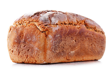 Large loaf of fresh organic bread isolated on white