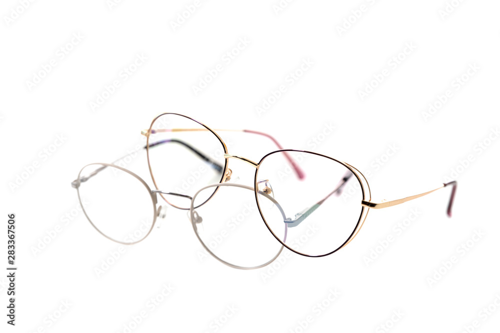 Wall mural two pairs of fashionable round eyeglass frames. isolated