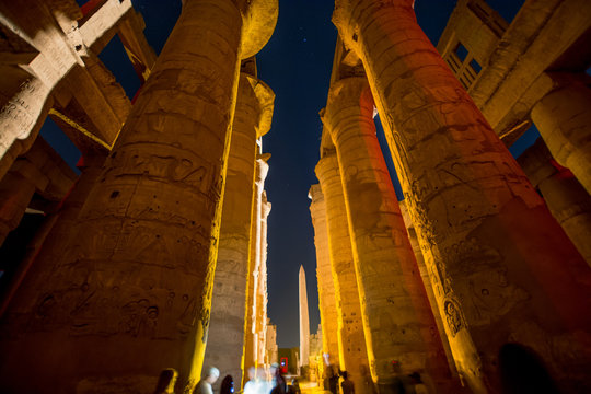 Karnak Temple at night during light show, Luxor, Egypt