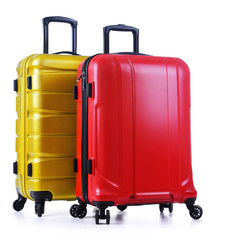 Travel suitcases isolated on white background