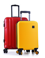 Travel suitcases isolated on white background
