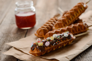 Beautiful waffle lollies with jam