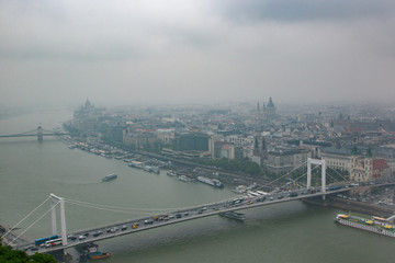 Budapest, Hungary. Panarama view to the city. The banks of the Danube. Spring. Tourism and travel. 