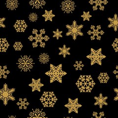 Golden New Year seamless pattern for gift wrapping or cards for the holidays. Easy style in one line, hipster style.