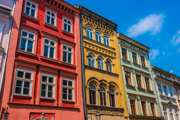 Historic architecture of the old town in Krakow, Poland