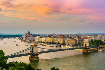 Fototapeta na wymiar Panoramic view of Budapest after sunset