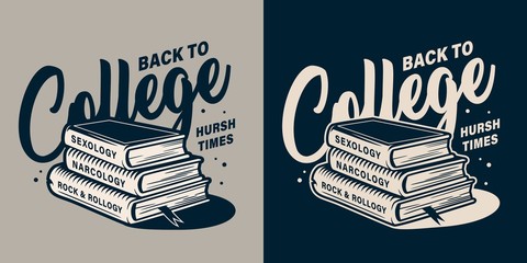 Vintage college monochrome print
