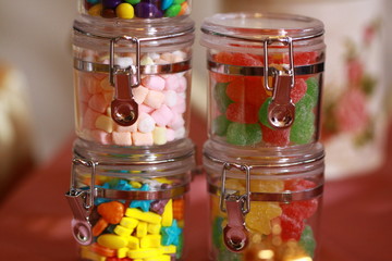 Candy in jars for product photography concept