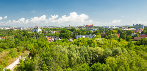 Fototapeta na wymiar Krakow. The green side of city. Panorama