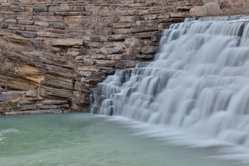Devils den waterfall cascade long exposure winter season