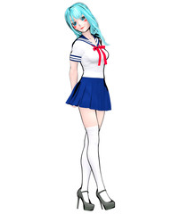 3D japanese anime schoolgirl.