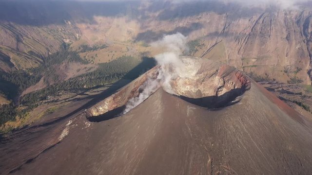 Flying over mount rinjani in lombok