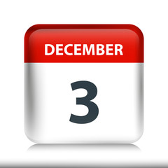 December 3 - Glossy Calendar Icon - Calendar design template