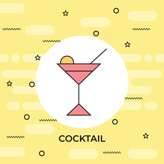Margarita cocktail icon. Line, glyph and filled outline colorful version, Cocktail glass with lemon slice outline and filled vector sign. Bar symbol, logo illustration. Different style icons 