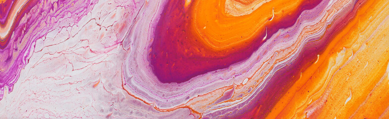 photography of abstract marbleized effect background. red, pink, orange and white creative colors. Beautiful paint. banner