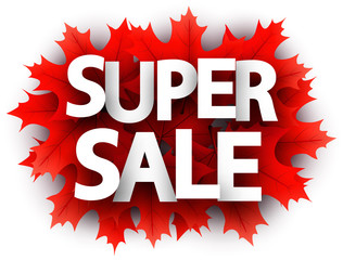 Autumn 3d super sale sign with red maple leaves.