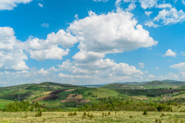 Fototapeta na wymiar Serbia countryside landscape with dramatic sky