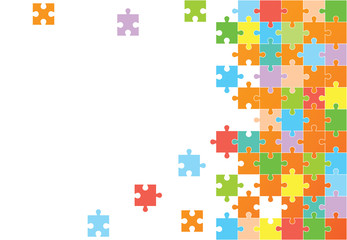 Vector Abstract colorful background made from orange puzzle pieces and place for your content. 