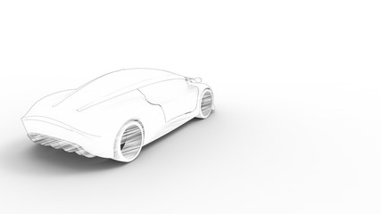 Concept sports car sketch rendering isolated in white background
