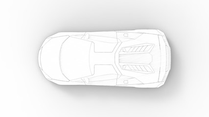 Concept sports car sketch rendering isolated in white background