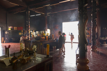 Obraz na płótnie Canvas Interior view of Chaopho Muen Ram shrine located in city center of Trang, Thailand 