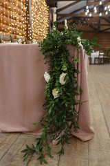 festive decor banquet hall garlands gold floral