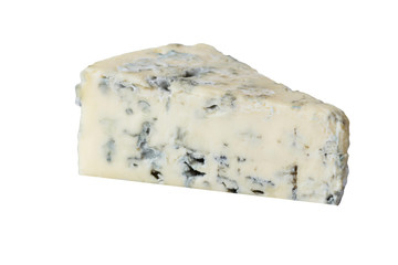 Mature blue  cheese isolated on a white background.