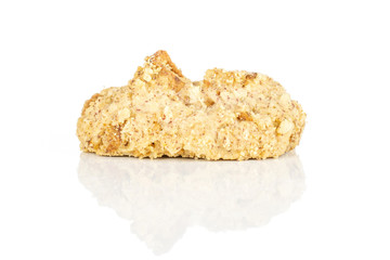 One whole crispy oat crumble biscuit isolated on white background