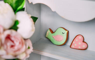 set objects characters holiday symbols valentines day