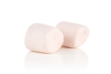 Fototapeta na wymiar Group of two whole sweet fluffy marshmallow isolated on white background