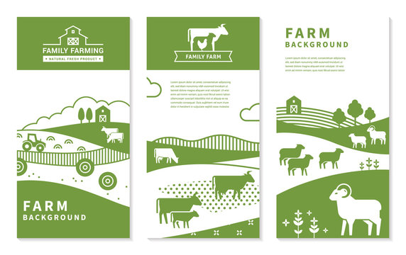 Set Of Vector Banners On Rural Themes, Farm Background, Family Farming.