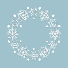 White winter snowflakes wreath  - 283382393