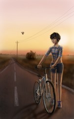 Fototapeta na wymiar illustration. road. on the bike