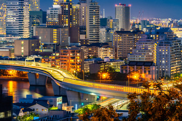 Fukuoka cityscape kyushu sunset