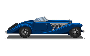 Fototapeta premium Old vintage retro pre-war roadster vector illustration. Exclusive and luxury car