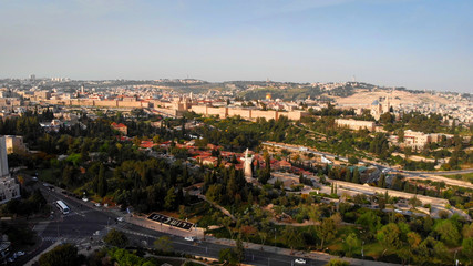 Aerial view over the old city of Jeruslaem