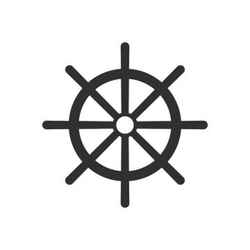 Ship steering wheel vector icon isolated on white background. Vector illustration.