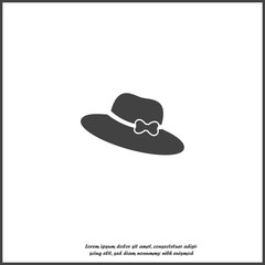 Vector icon hat with brim on white isolated background. Layers grouped for easy editing illustration. For your design.