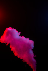 Cloud of vapor. dark black background