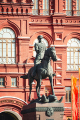 Fototapeta na wymiar Monument to Marshal Zhukov outside Red Square and the Kremlin in Moscow, Russia.
