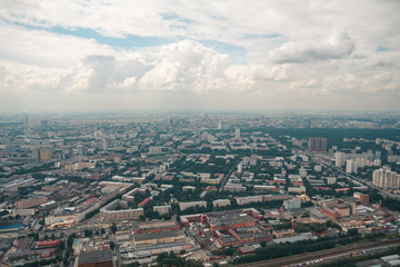 Fototapeta premium Aerial beautiful Moscow cityscape - top view, Russia