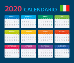 2020 Calendar Italian - vector illustration