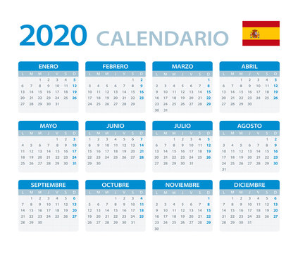 2020 Calendar Spanish - vector illustration