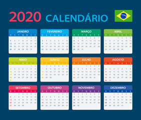 2020 Calendar Brazilian - vector illustration