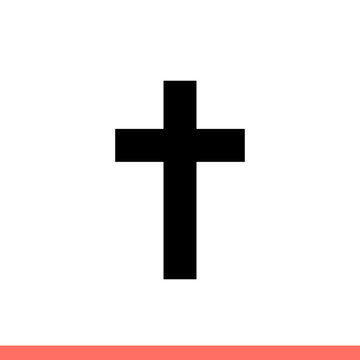 Christian cross vector icon, religion symbol